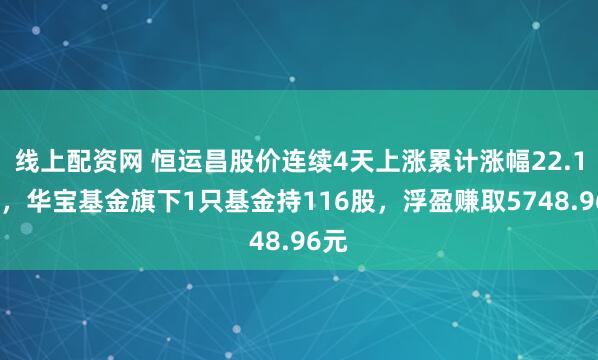 线上配资网 恒运昌股价连续4天上涨累计涨幅22.12%，华宝基金旗下1只基金持116股，浮盈赚取5748.96元